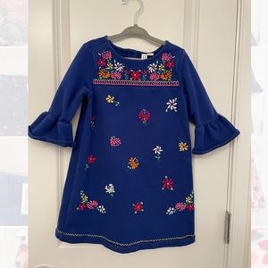 Janie and Jack Girls Juno Valentine Embroidered Floral Dress (Size 4)